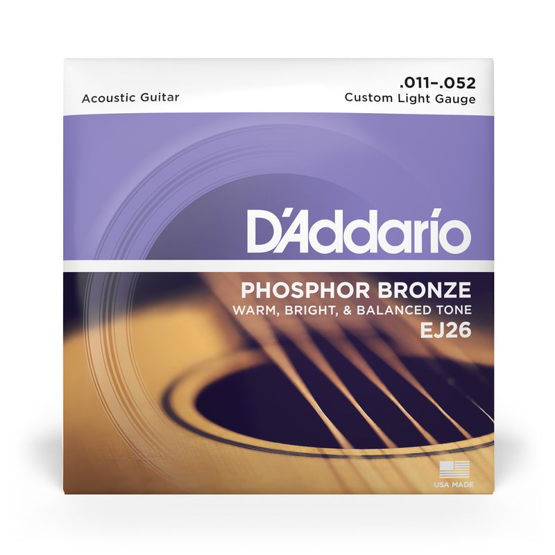 11-52
 Cuerdas De Bronce Fosforado Para Guitarra Acústica, Blandas
 EJ26