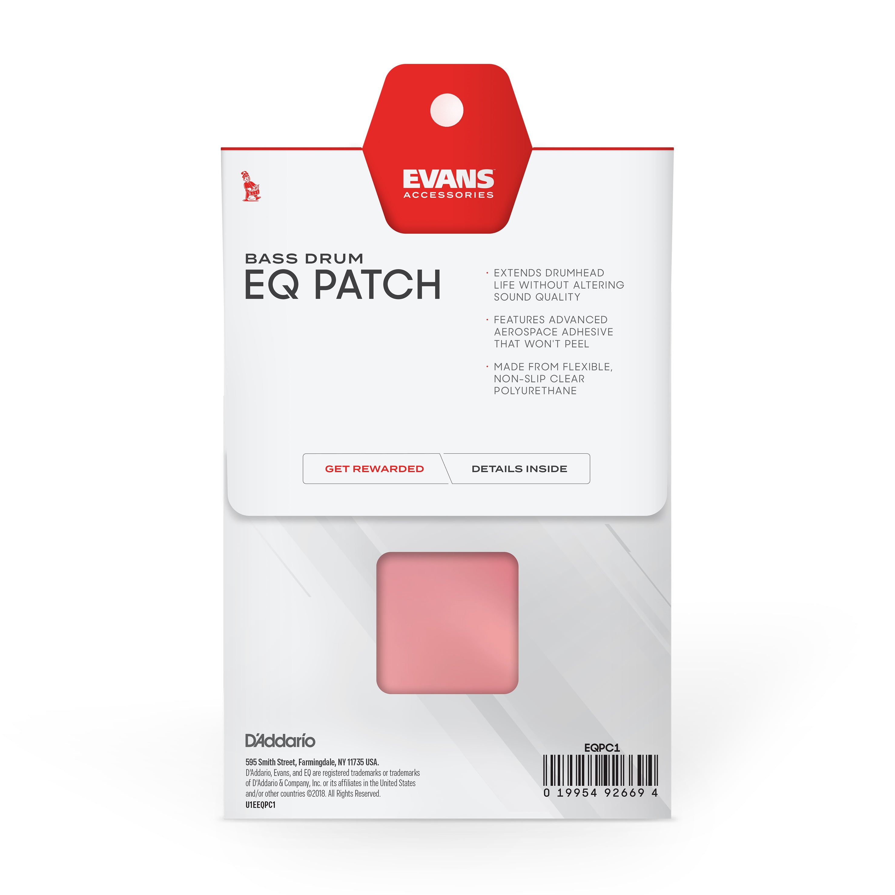 EQ Patch simple plástico transparente EQPC1 - Refuerzo para parche de bombo.